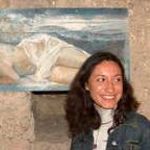 Francesca Capitini con Dispari opera installata nel Parco della Scultura di Castelbuono Bevagna Perugia Umbria