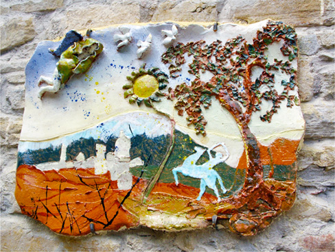 Nacque al mondo un sole dell' artista Elio Rizzo nel Parco della Scultura di Castelbuono di Bevagna - Perugia - Umbria